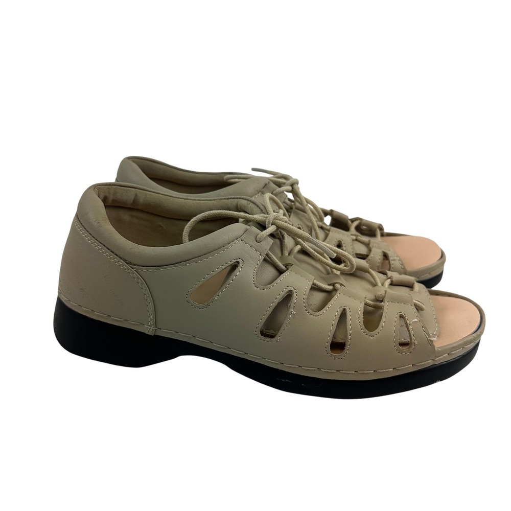 Propet Ghillie Walker Sandal Beige Leather LaceUp Comfort Fisherman Women 9.5 2E